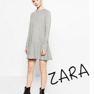 Zara Long-Sleeve Drop-Waist Shirt Dress - Sz Small